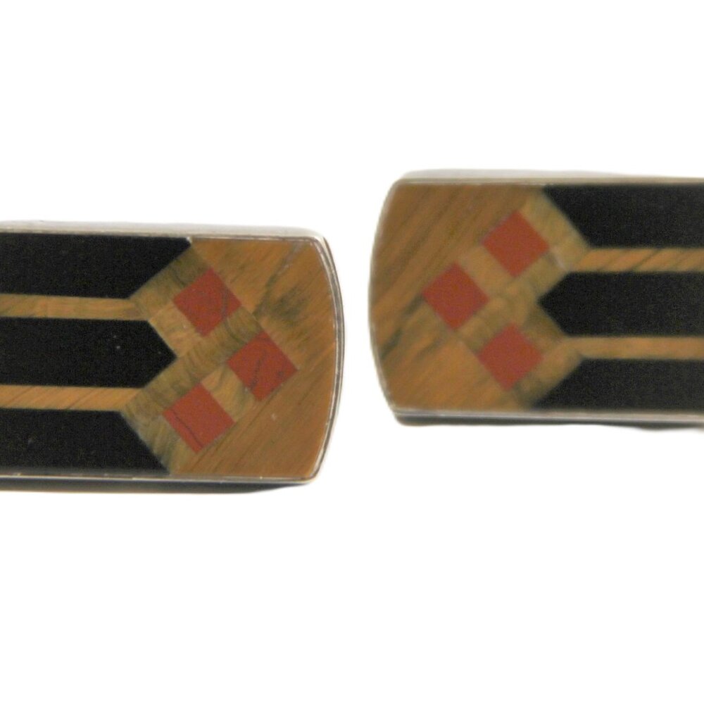GREAT FALLS METAL WORKS GFMW STERLING SILVER INLAID CUFFLINKS TIGERS EYE +